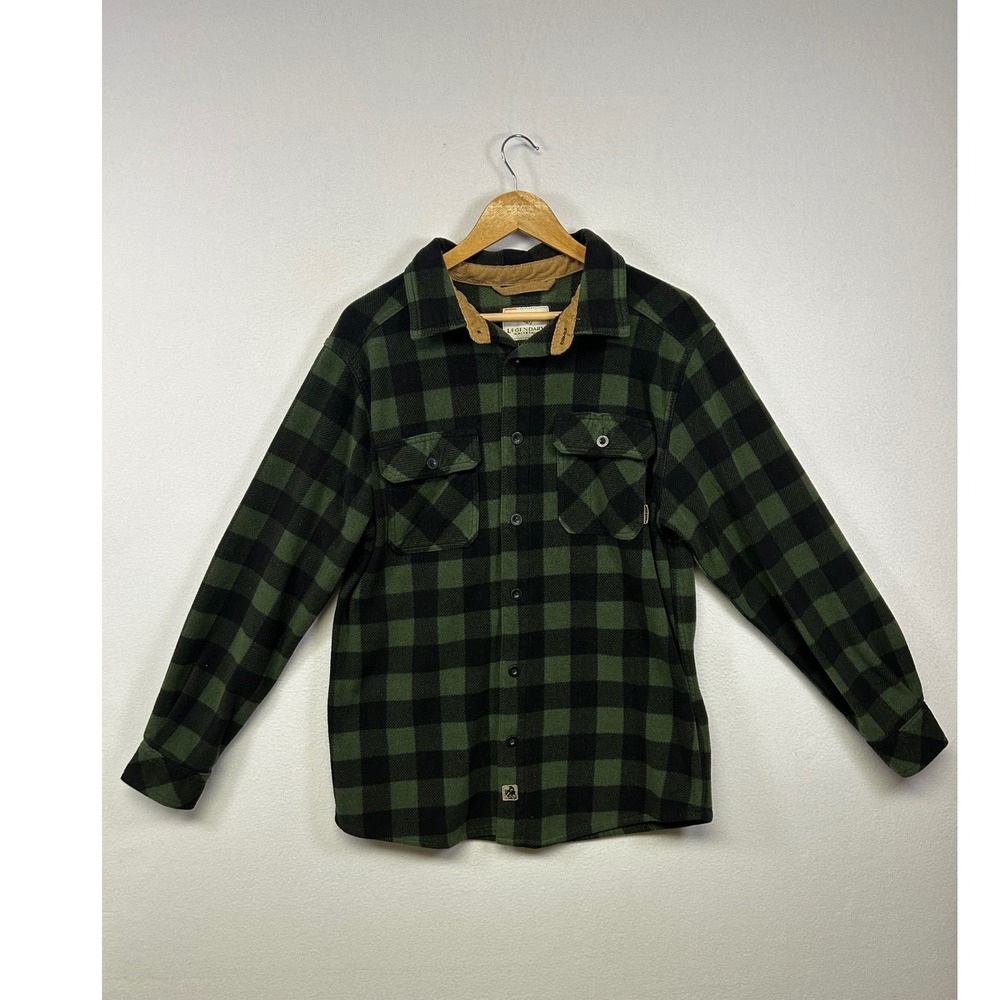 Gorpcore Legendary Whitetails Mens MD Green Buffalo Plaid Fleece Flannel Shacket